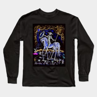 Don Quixote Fantasy Abstract Silhouette Dali Print Long Sleeve T-Shirt